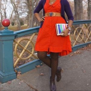 ANTHROPOLOGIE Postmark Red Four Corners Dress